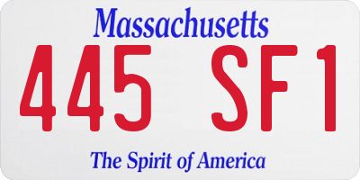 MA license plate 445SF1