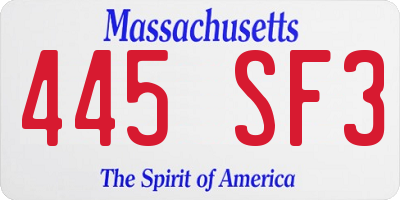 MA license plate 445SF3