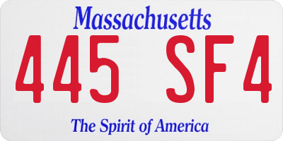 MA license plate 445SF4