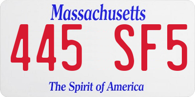 MA license plate 445SF5