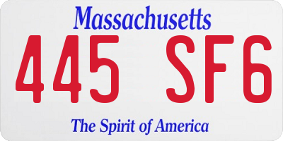 MA license plate 445SF6