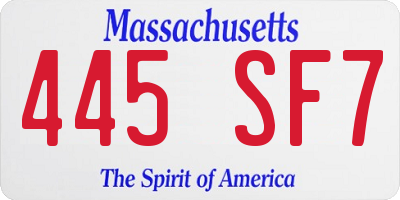 MA license plate 445SF7