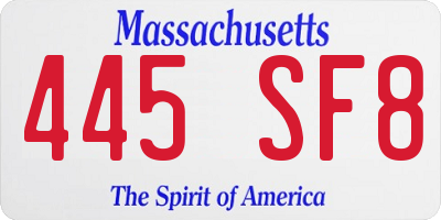 MA license plate 445SF8