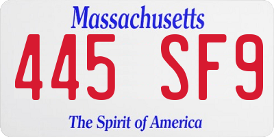 MA license plate 445SF9