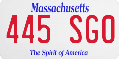 MA license plate 445SG0