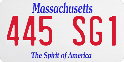 MA license plate 445SG1
