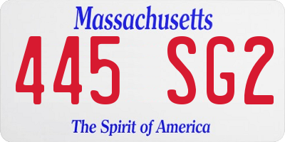 MA license plate 445SG2