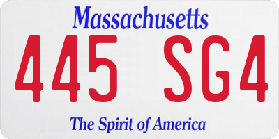 MA license plate 445SG4