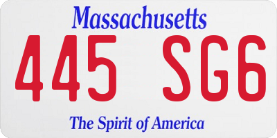 MA license plate 445SG6