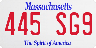MA license plate 445SG9
