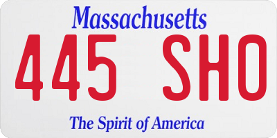MA license plate 445SH0