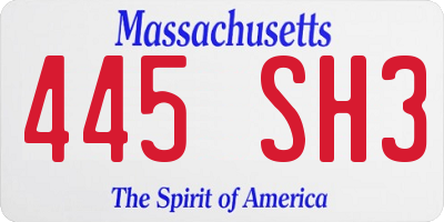 MA license plate 445SH3