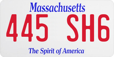 MA license plate 445SH6