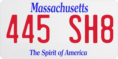 MA license plate 445SH8