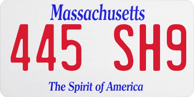 MA license plate 445SH9