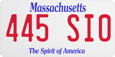 MA license plate 445SI0