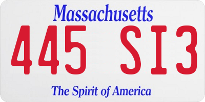 MA license plate 445SI3