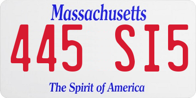 MA license plate 445SI5