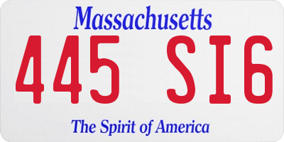 MA license plate 445SI6
