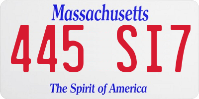MA license plate 445SI7
