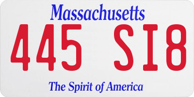MA license plate 445SI8