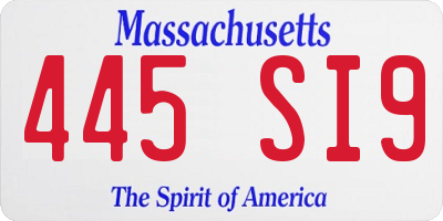 MA license plate 445SI9