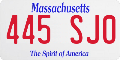 MA license plate 445SJ0