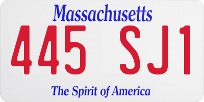 MA license plate 445SJ1