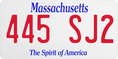 MA license plate 445SJ2
