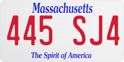 MA license plate 445SJ4