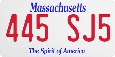 MA license plate 445SJ5