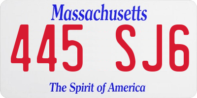 MA license plate 445SJ6