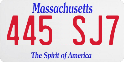 MA license plate 445SJ7