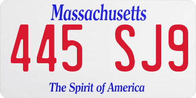 MA license plate 445SJ9