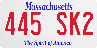 MA license plate 445SK2