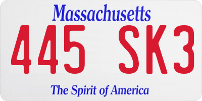 MA license plate 445SK3