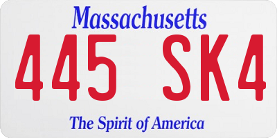 MA license plate 445SK4