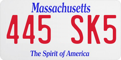 MA license plate 445SK5