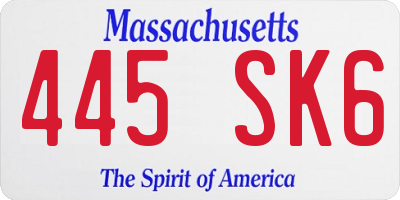 MA license plate 445SK6