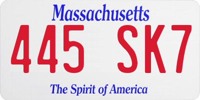 MA license plate 445SK7
