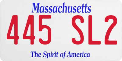 MA license plate 445SL2