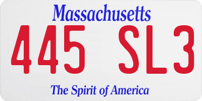 MA license plate 445SL3