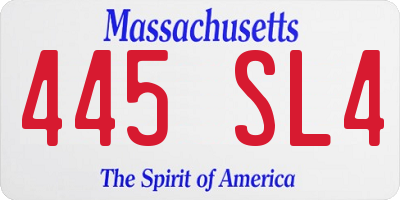 MA license plate 445SL4