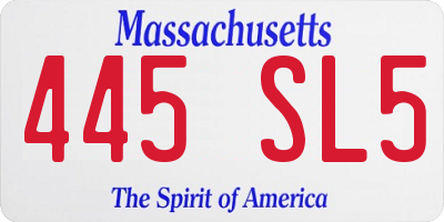 MA license plate 445SL5