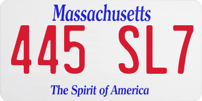 MA license plate 445SL7