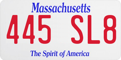 MA license plate 445SL8