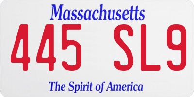 MA license plate 445SL9