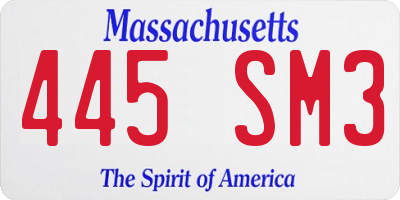 MA license plate 445SM3