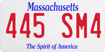 MA license plate 445SM4