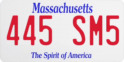 MA license plate 445SM5